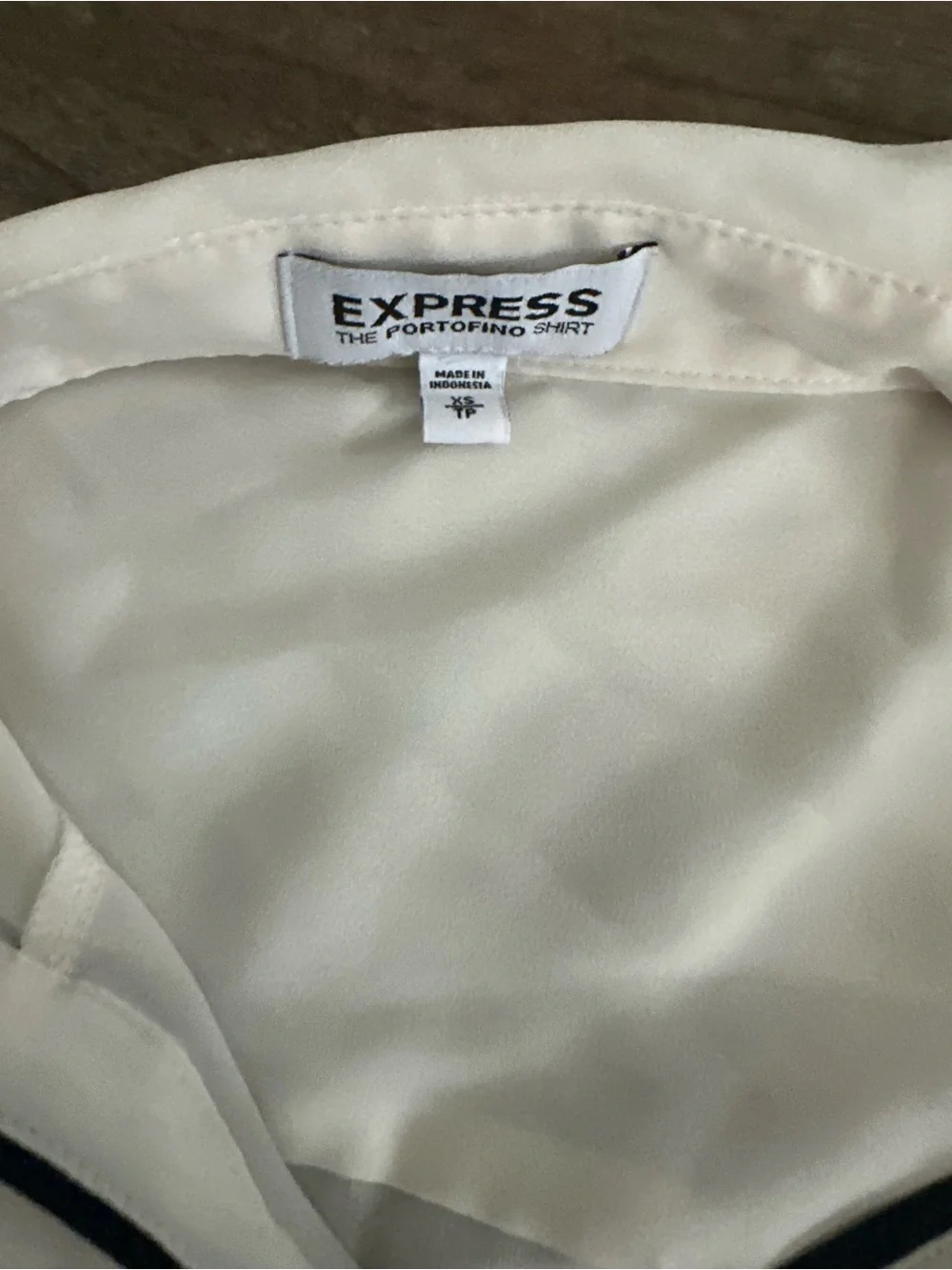 Express White Button-Down Shirt with Black Trim